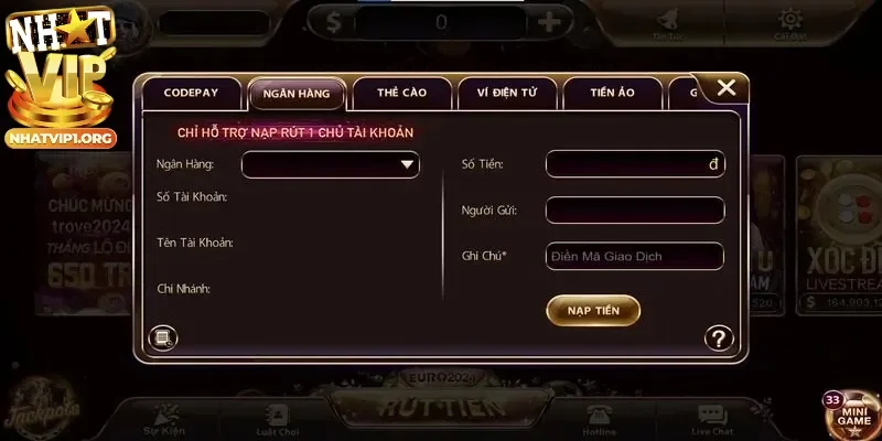 Nạp tiền qua Ngân hàng